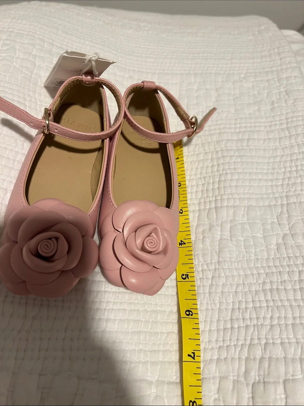 Janie and Jack Pink Floral Ballet Flats with Ankle Strap